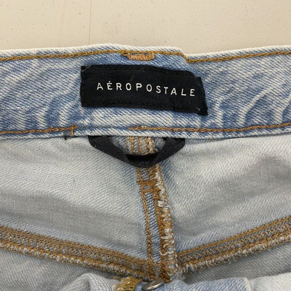 Aeropostale Shorts Womens Size 32 Blue Jean Destroyed Button Fly Denim Cut Off - Picture 6 of 11
